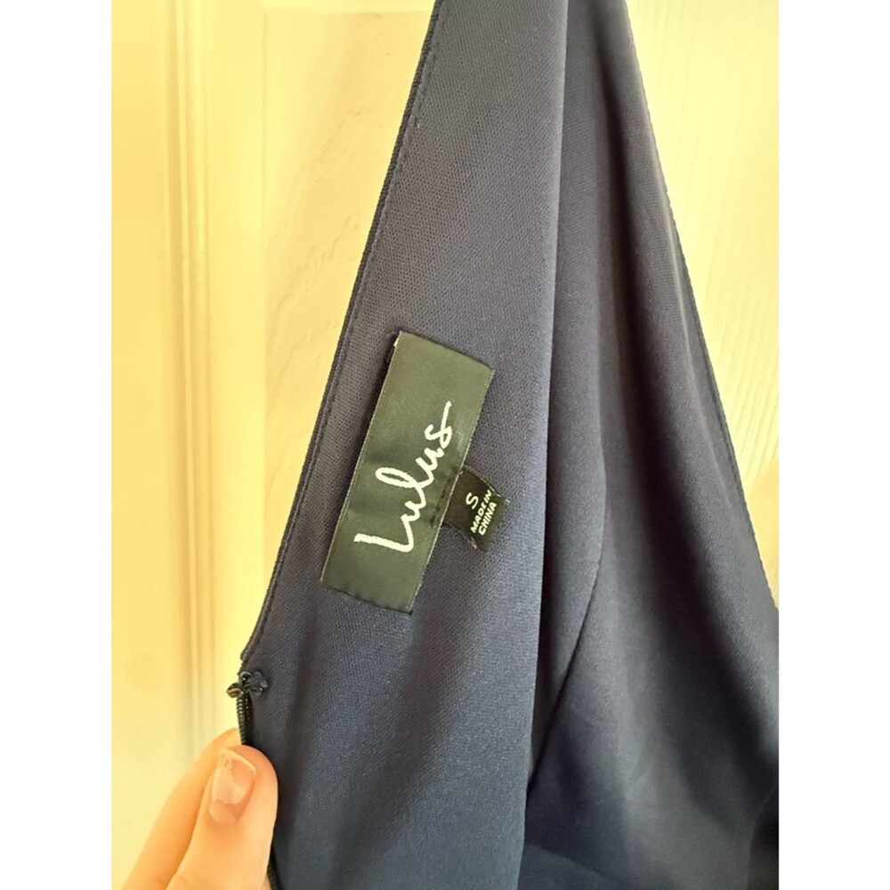 Lulus Melora Navy V-Neck Sleeveless Fit and Flare Evening Gown Women’s Size S - Picture 5 of 10